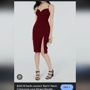 B. Darlin Womens Burgundy Lace-Up Knee-Length Party Dress Sleeveless XS